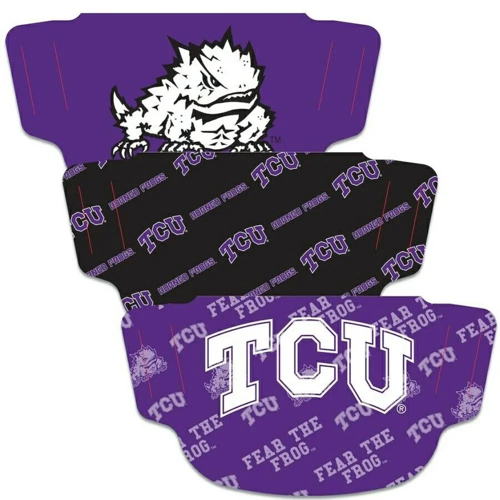 TCU Horned Frogs: WinCraft Adult Face Covering 3-Pack ~ Licensed ~ NEW